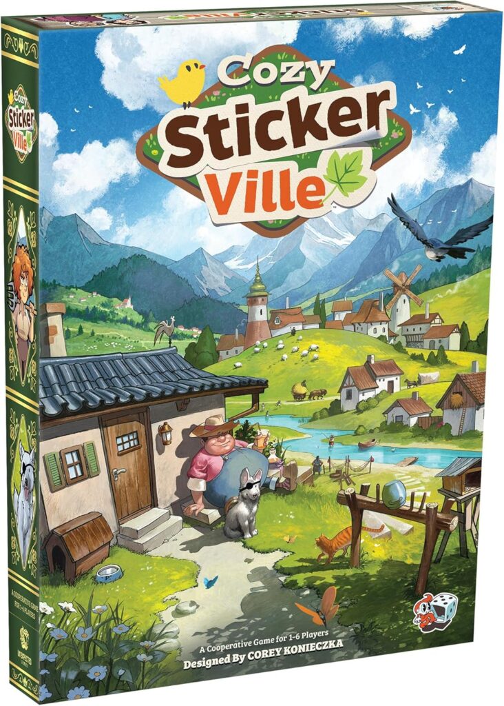 Cozy Stickerville cooperative board game 2026